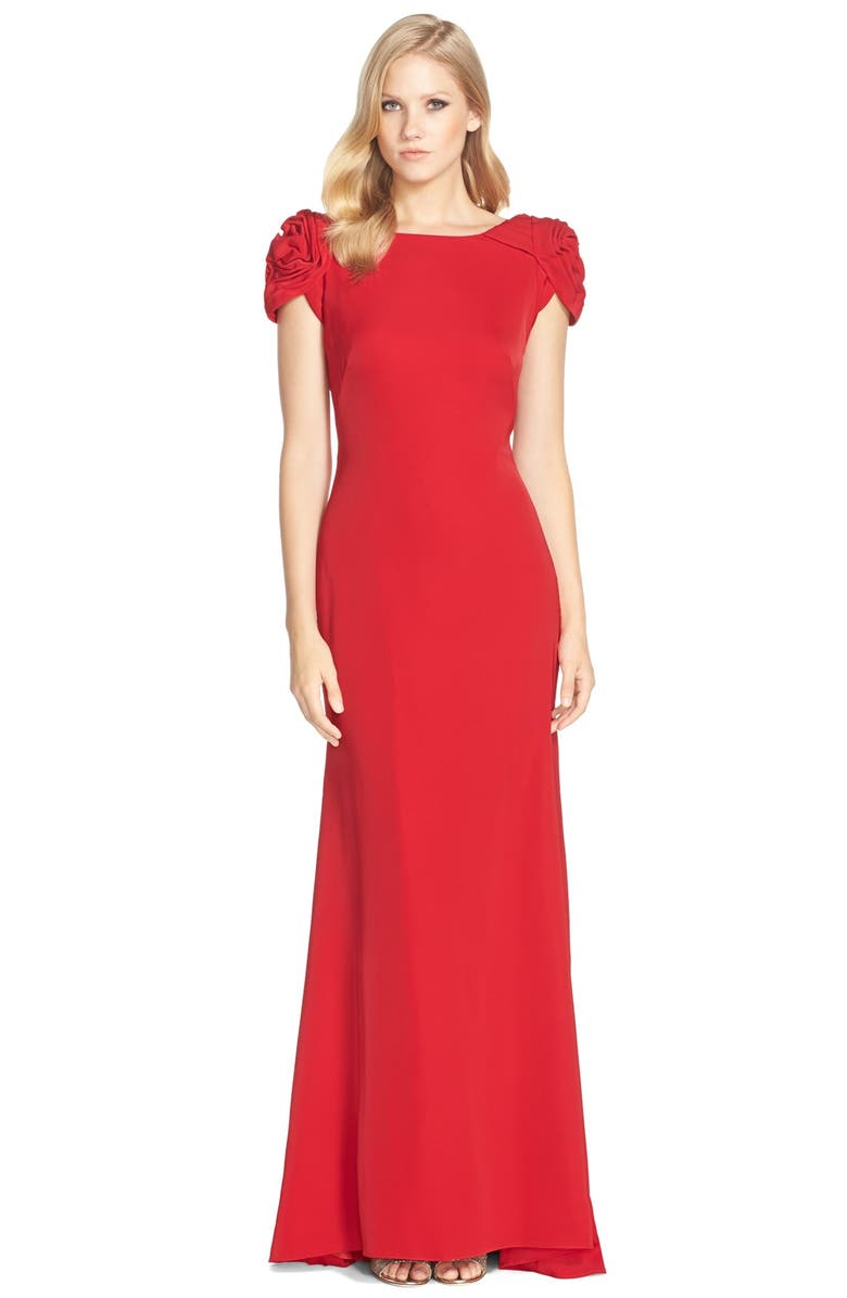 JS Collections Open Back Crepe Gown | Nordstrom