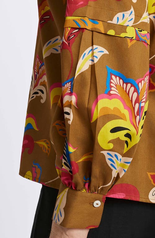 Foxcroft Frankie Wrinkle Resistant Top In Brown Multi