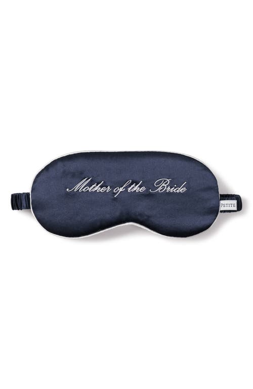 Petite Plume Mother of the Bride Embroidered Silk Sleep Mask in Navy at Nordstrom