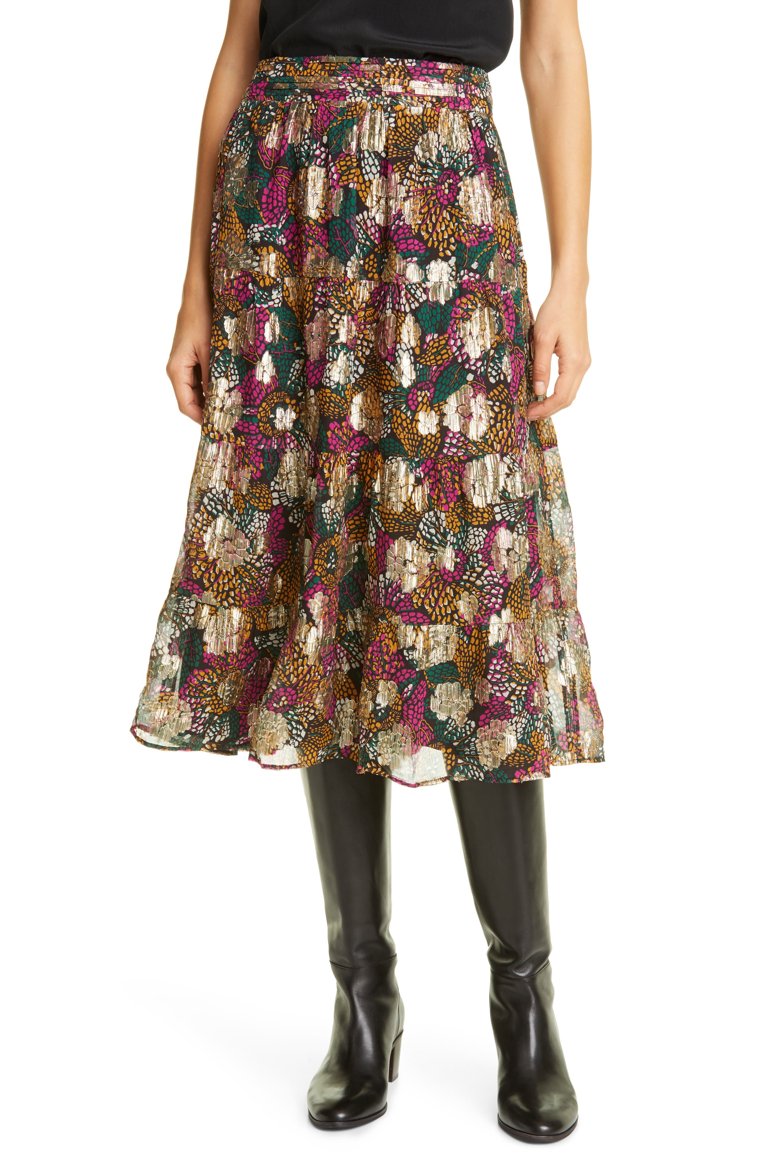 floral long midi skirt