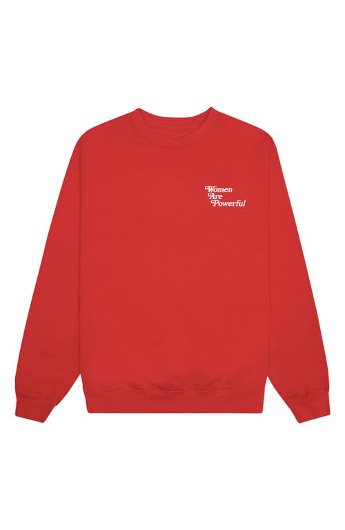 Gender Inclusive Women are Powerful Fleece Graphic Sweatshirt in Red/White