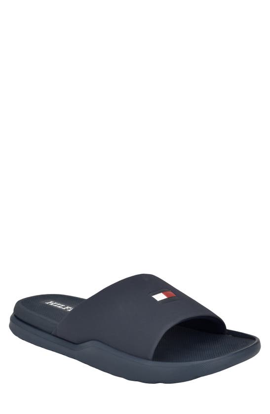 Shop Tommy Hilfiger Marmo Slide Sandal In Dark Blue 400