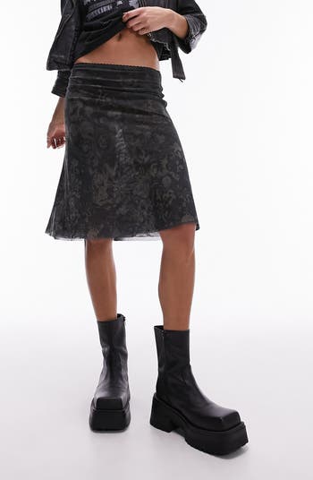 Topshop Floral Semisheer Mesh Jersey Skirt | Nordstrom