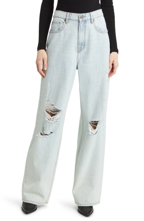 Baggy Ripped Wide Leg Jeans in Super Light Wash