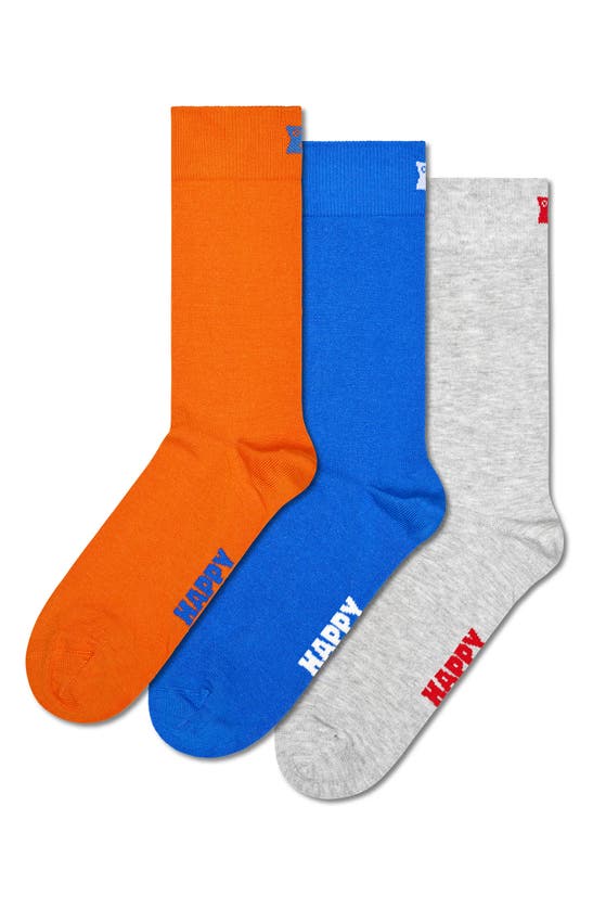 Shop Happy Socks Assorted 3-pack Crew Socks In Grey Multi