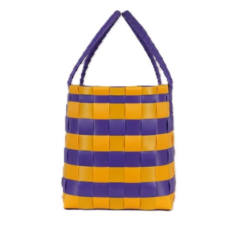 Handed By Paris Spirit Recycled Tote Bags In Purple/yellow
