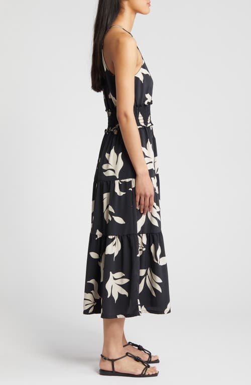 Shop Loveappella Floral Print Sleeveless Maxi Dress In Black/nat