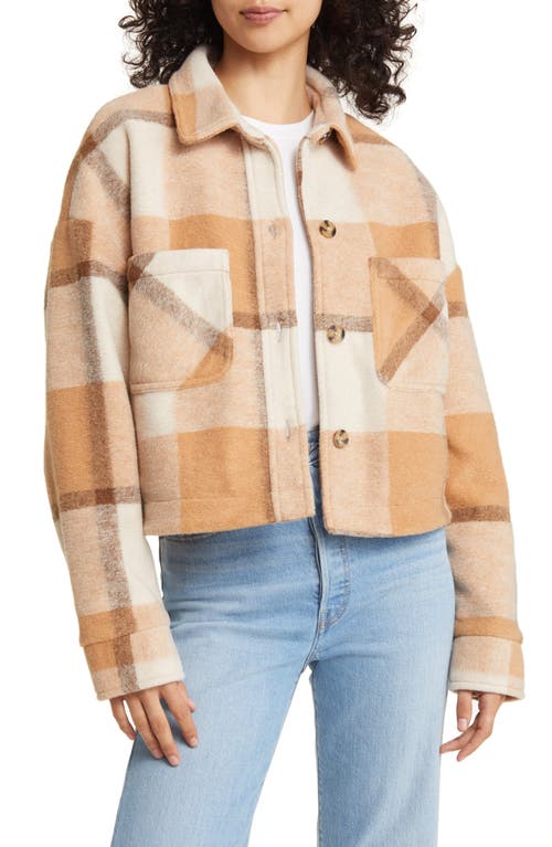 Tropics Plaid Flannel Jacket in Light Peach