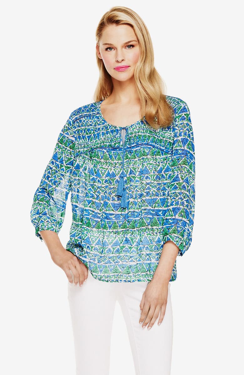 Two by Vince Camuto Smocked Shoulder Print Peasant Blouse | Nordstrom
