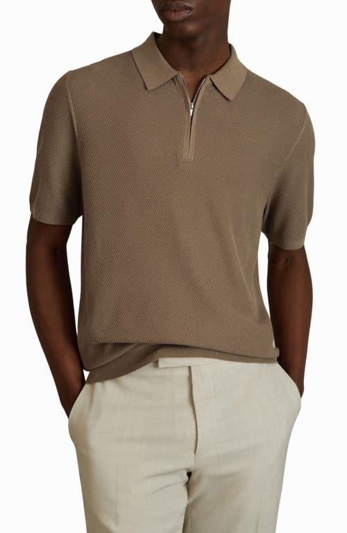 Reiss Ivor Textured Half Zip Polo Sweater at Nordstrom