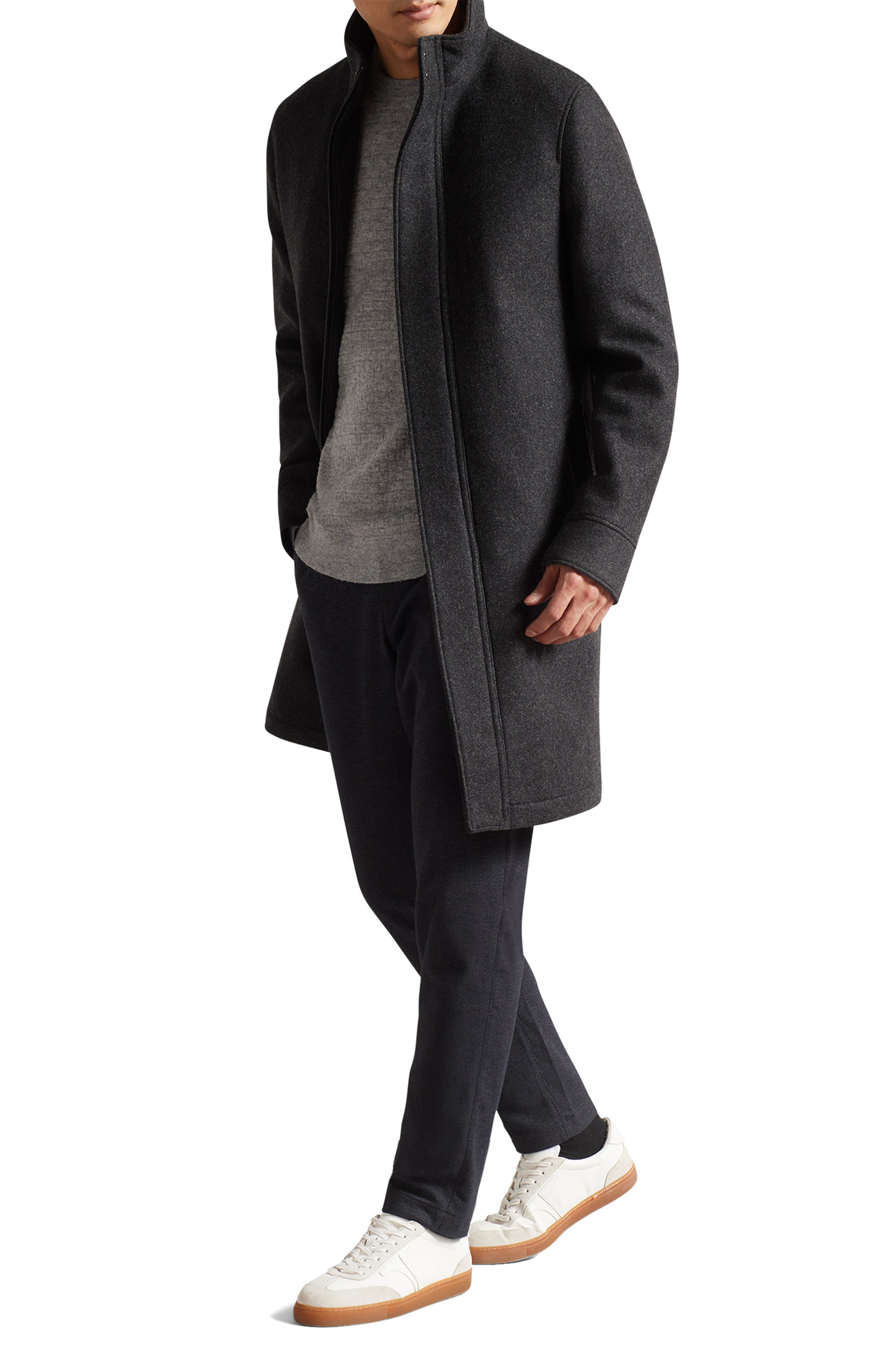 ted baker charcoal marvin wool blend overcoat