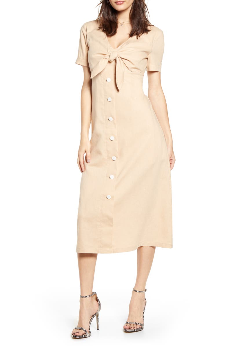 English Factory Tie Front Midi Dress | Nordstrom