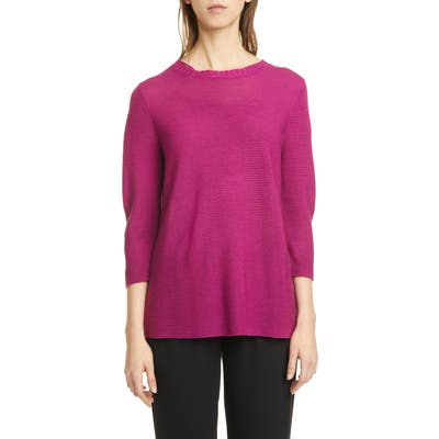 Eileen Fisher Horizontal Ribbed Crewneck Sweater