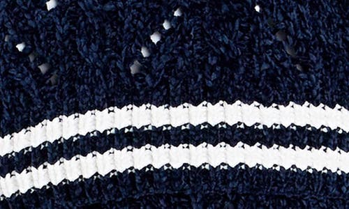 English Factory Stripe Trim Chenille Sweater Vest In Navy/white