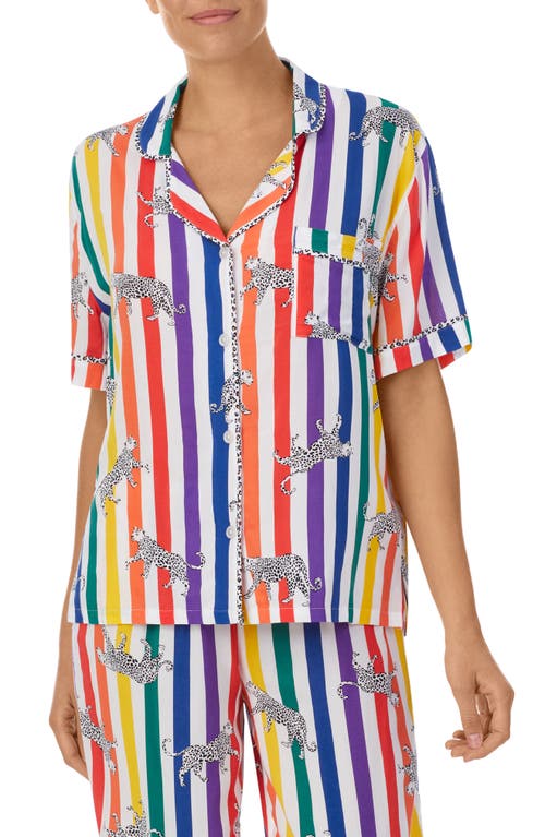 Room Service Pjs Notch Collar Pajama Top in Stripes
