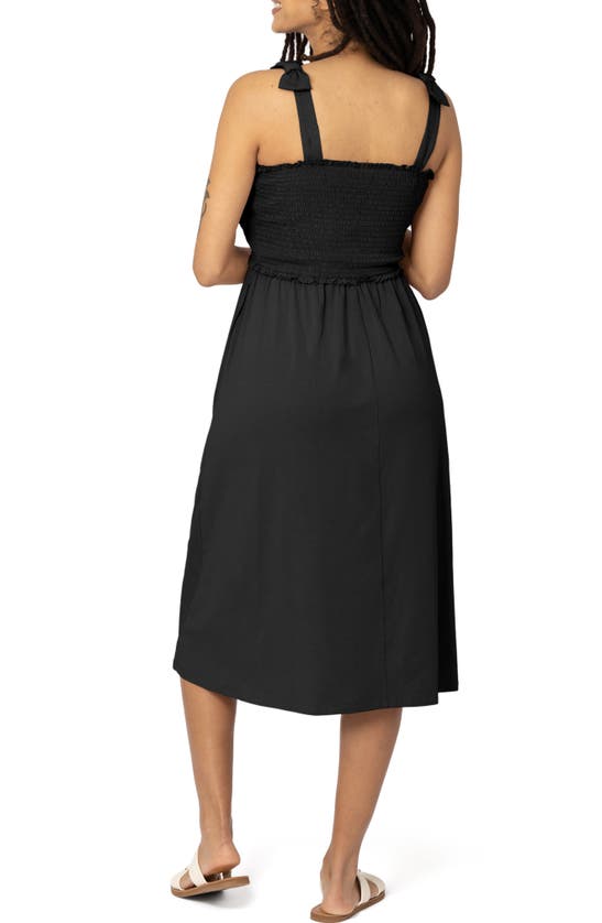 Shop Kindred Bravely Sienna Smocked Midi Maternity/nursing Dress In Black