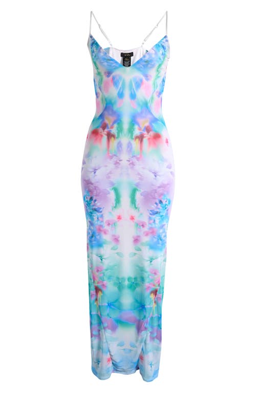 Shop Afrm Alyson Mesh Panel Maxi Dress In Blur Blossom