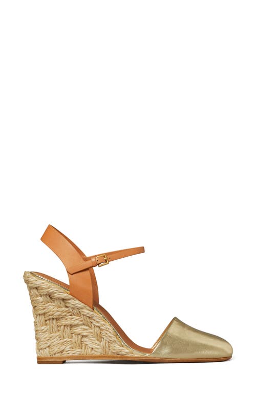 Shop Tory Burch Wedge Espadrille Sandal In Gold/natural