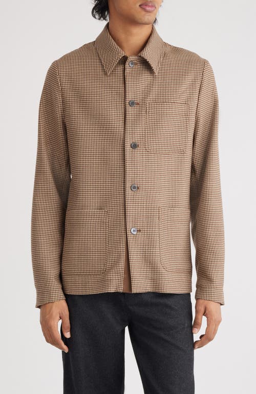 Shop Dries Van Noten Callop Houndstooth Wool Blend Button-up Shirt In Camel