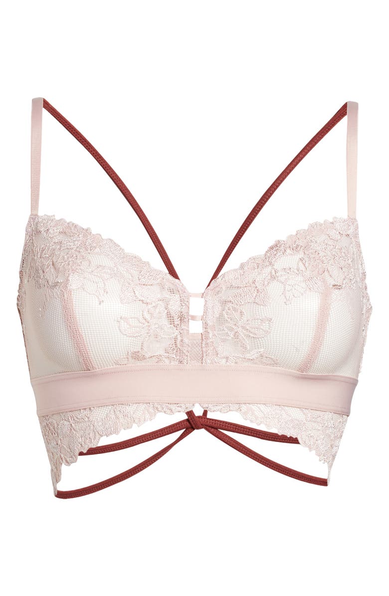 b.tempt'd by Wacoal Opening Act Lace & Mesh Bralette, Alternate, color, Blush Pink