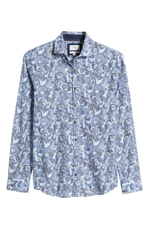 Brax Harold Paisley Hi Flex Stretch Cotton Button-up Shirt In Smoke Blue