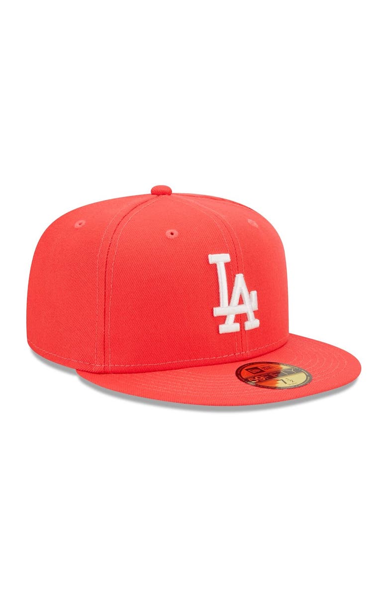 New Men's New Red Los Dodgers Lava Highlighter Logo 59FIFTY Fitted Hat |