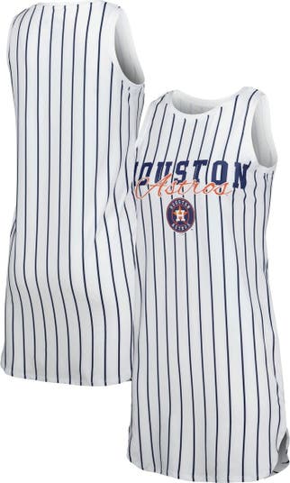 Women's Concepts Sport White Houston Astros Reel Pinstripe Knit Sleeveless Nightshirt Size: Small