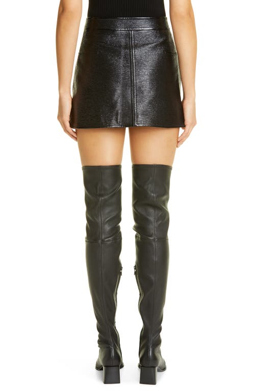 Courrèges Coated Stretch Cotton Miniskirt In Black/black