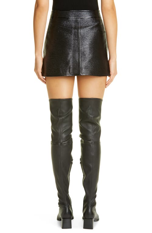 Shop Courrèges Coated Stretch Cotton Miniskirt In Black/black