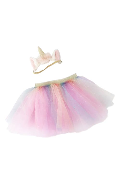 Mon Ami Kids' Rainbow Unicorn Headband & Tutu Set In Pink Multi
