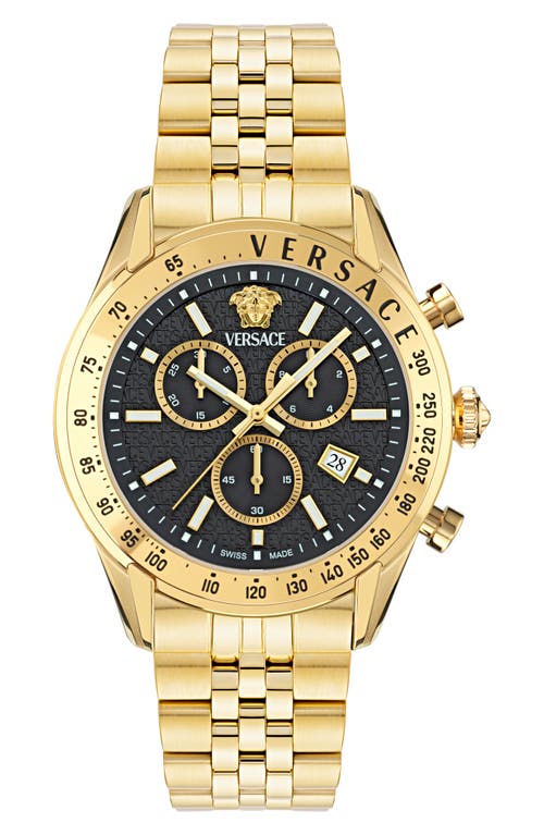 Versace Men's Swiss Chronograph Gold Ion Plated Stainless Steel Bracelet Watch 44mm In Ip Yellow Gold