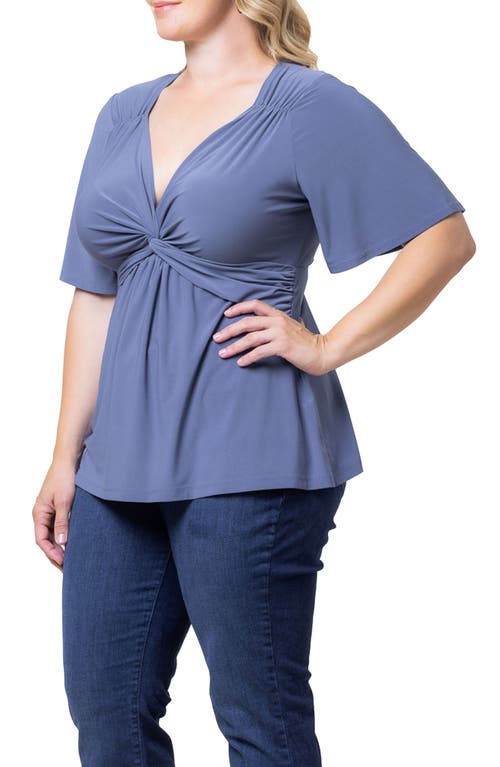 Kiyonna Abby Twist Front Top In Slate Blue