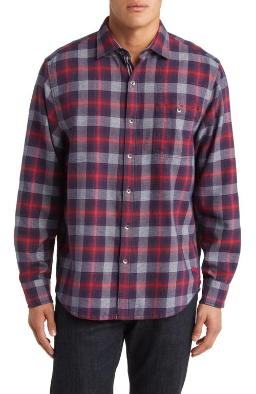 Tommy Bahama Canyon Beach Cozy Check Flannel Button-Up Shirt Pinot Noir at Nordstrom,