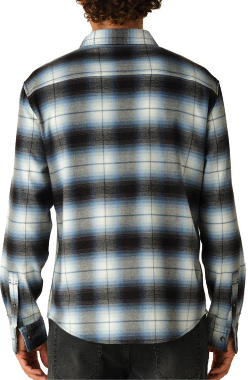 Shop Fair Harbor Seaside Stretch Flannel Button-up Shirt In Smooth Blue Plaid