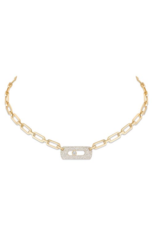 Messika My Move Paperclip Pavé Diamond Pendant Necklace in Yellow Gold at Nordstrom