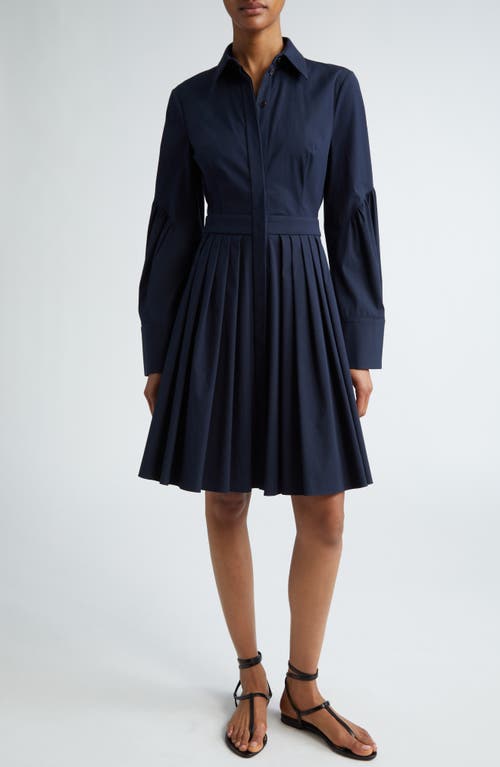 Michael Kors Collection Long Sleeve Stretch Cotton Shirtdress in Midnight 