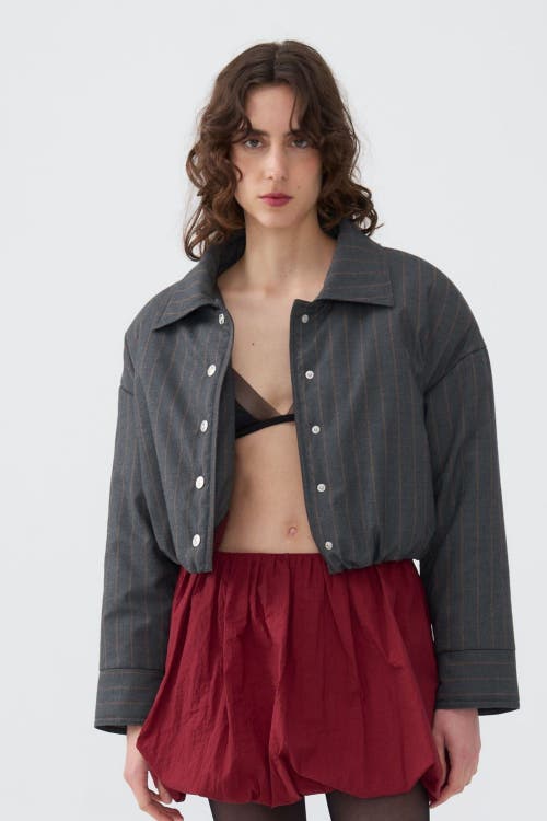 NOCTURNE NOCTURNE STRIPED PADDED SHOULDER JACKET