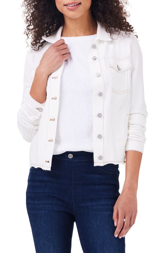 Shop Nzt By Nic+zoe French Terry Trucker Jacket In Paper White