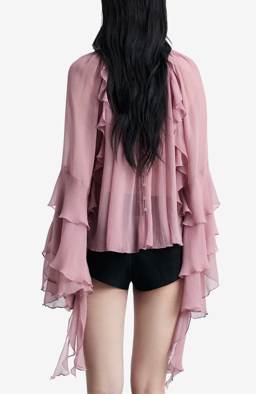 MANGO MANGO KIRSTEN RUFFLE LONG SLEEVE TOP