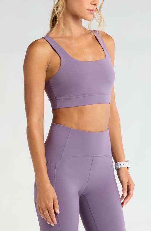 Shop Zella Luxe Lite Squared Up Sports Bra In Purple Montana