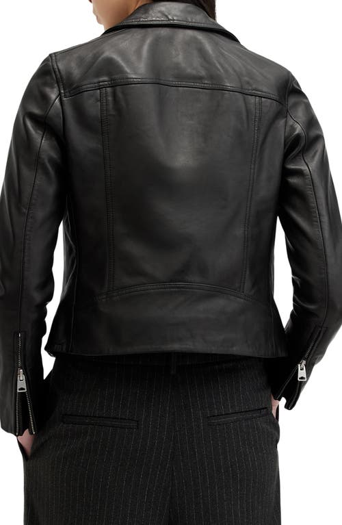 Shop Allsaints Dalby Leather Biker Jacket In Black/silver