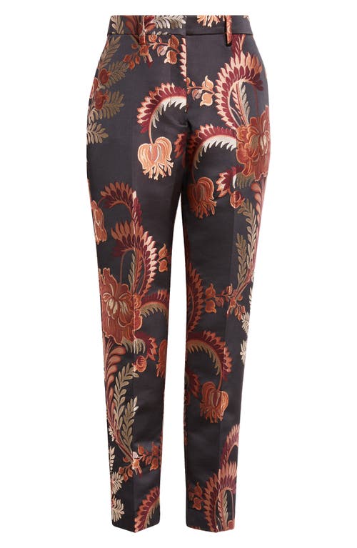 Shop Etro Floral Jacquard Cigarette Trousers In Multicolor Black Base