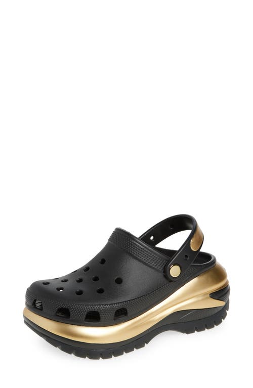 Shop Crocs Mega Crush Metallic Detail Clog In Black/gold