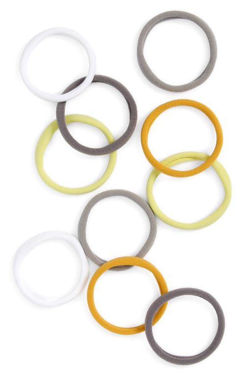 10-Pack Nylon Hair Bands in Yellow- Grey Multi