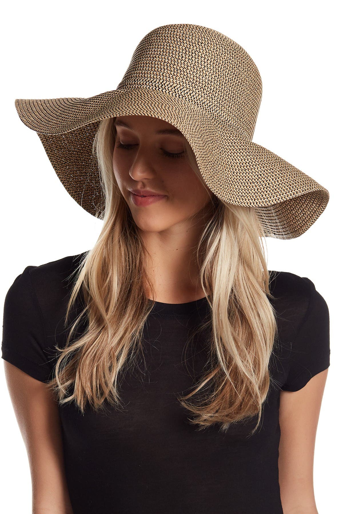 David & Young Floppy Woven Hat In Black