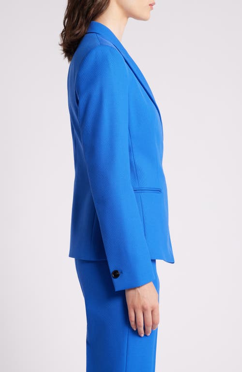 Shop Hugo Boss Boss Jia Wrap Front One-button Wool Blend Blazer In Sonic Blue