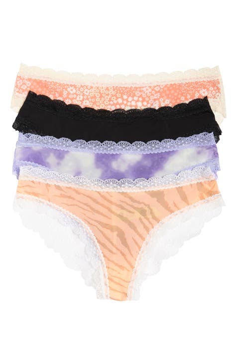4-Pack Lace Hipster Thongs