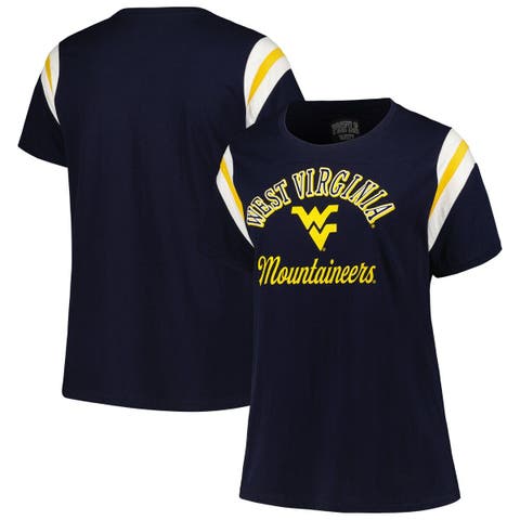 Profile Navy West Virginia Mountaineers Plus Size Striped Tailgate Crew  Neck T-shirt in Blue