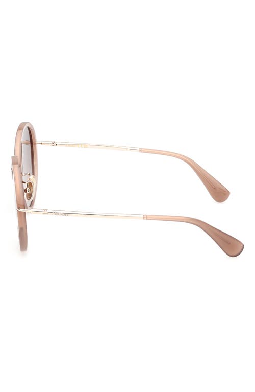Max Mara 58mm Round Sunglasses In Shiny Beige / Gradient Brown