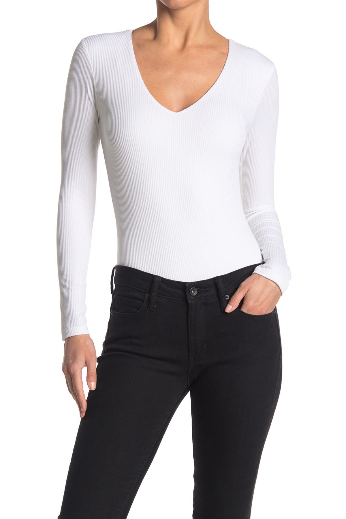 Abound V Neck Ribbed Knit Bodysuit Nordstrom Rack 1831